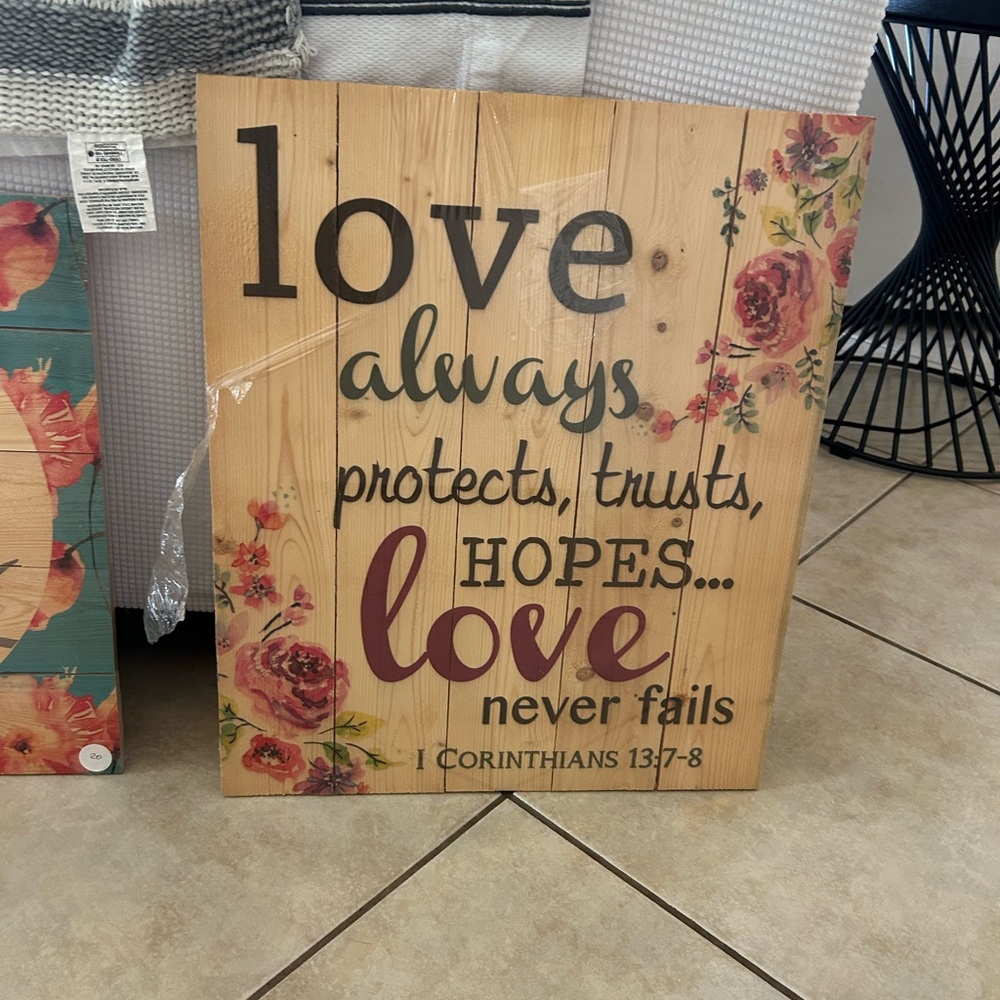 Floral Wooden Wall Art with Inspirational Quote
